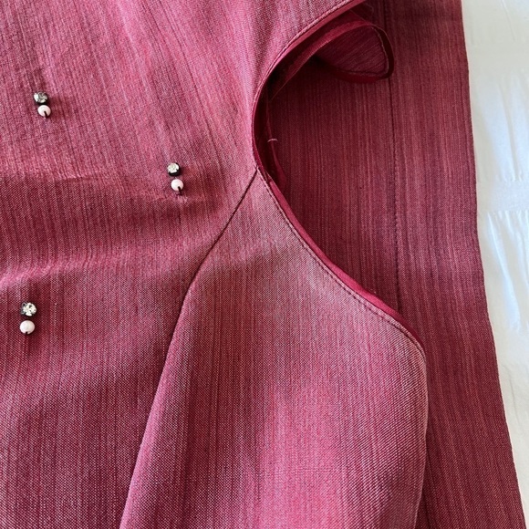 MAGGIE WALT Sleeveless Dress Side Slits Pearls Rhinestones Form Fitting - Picture 17 of 17